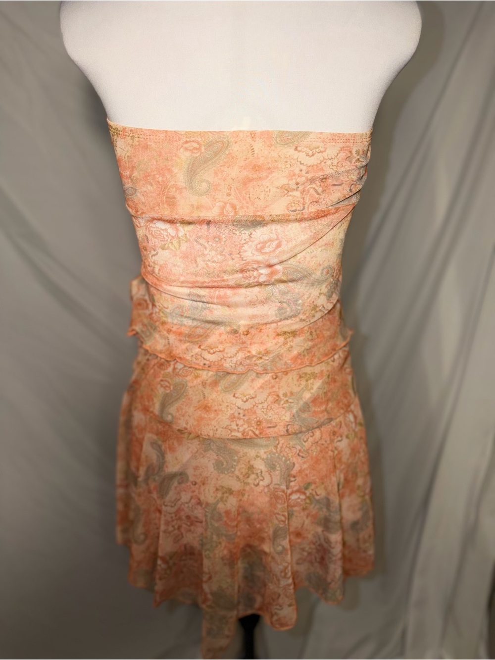 See You Monday peach paisley and floral mesh tube 2 piece dress - Picture 6 of 14